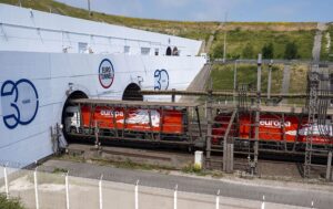 Trucks on a Eurotunnel