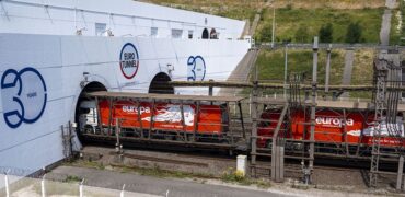 Trucks on a Eurotunnel