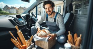 Ford Transit Van driver baking bread