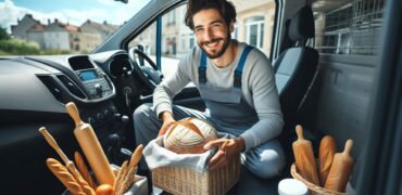 Ford Transit Van driver baking bread