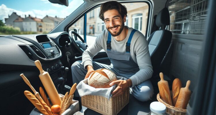 Ford Transit Van driver baking bread