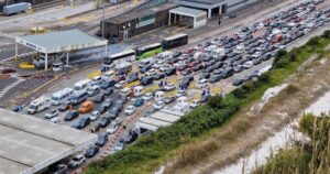 Port of Dover cars queuing at passport control
