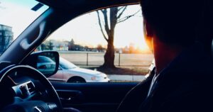 Driver distracted by sunshine
