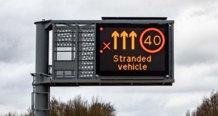 Red X sign on a smart motorway