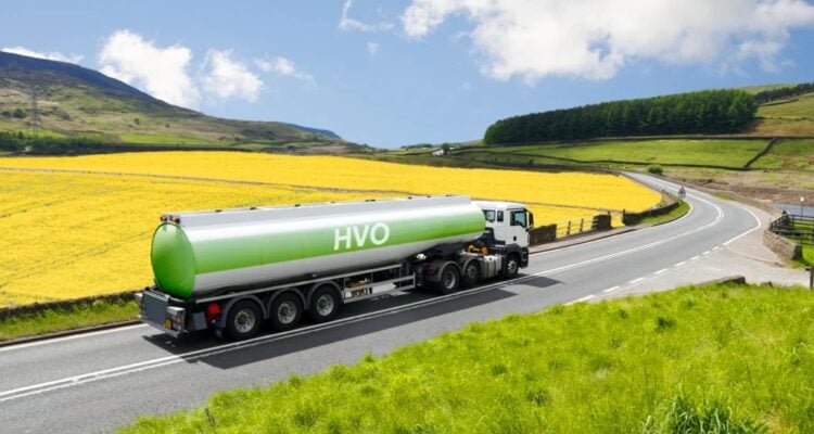 A tanker delivering HVO fuel
