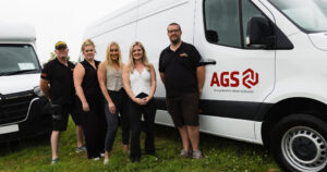 Hannah Pearson of Vanaways, centre. with members of the AGS Group team