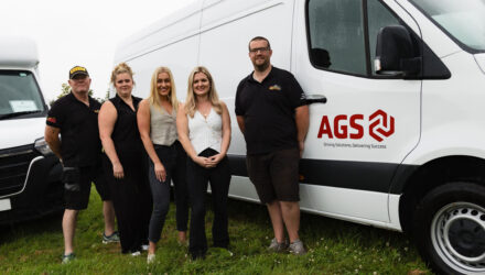 Hannah Pearson of Vanaways, centre. with members of the AGS Group team