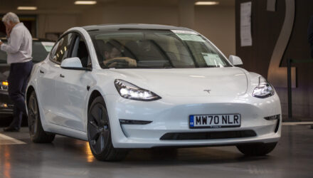 Tesla Model 3 going through an Aston Barclay auction