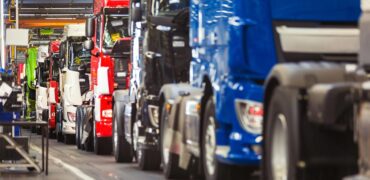 A row of trucks
