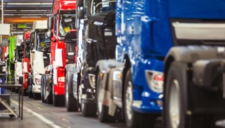 A row of trucks
