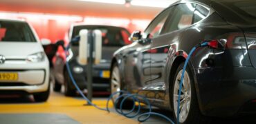 Electric car being recharged