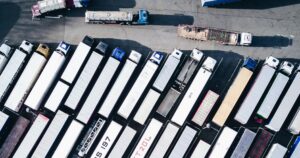Arial view of parked lorries