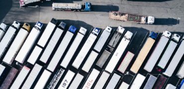 Arial view of parked lorries