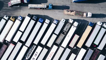 Arial view of parked lorries