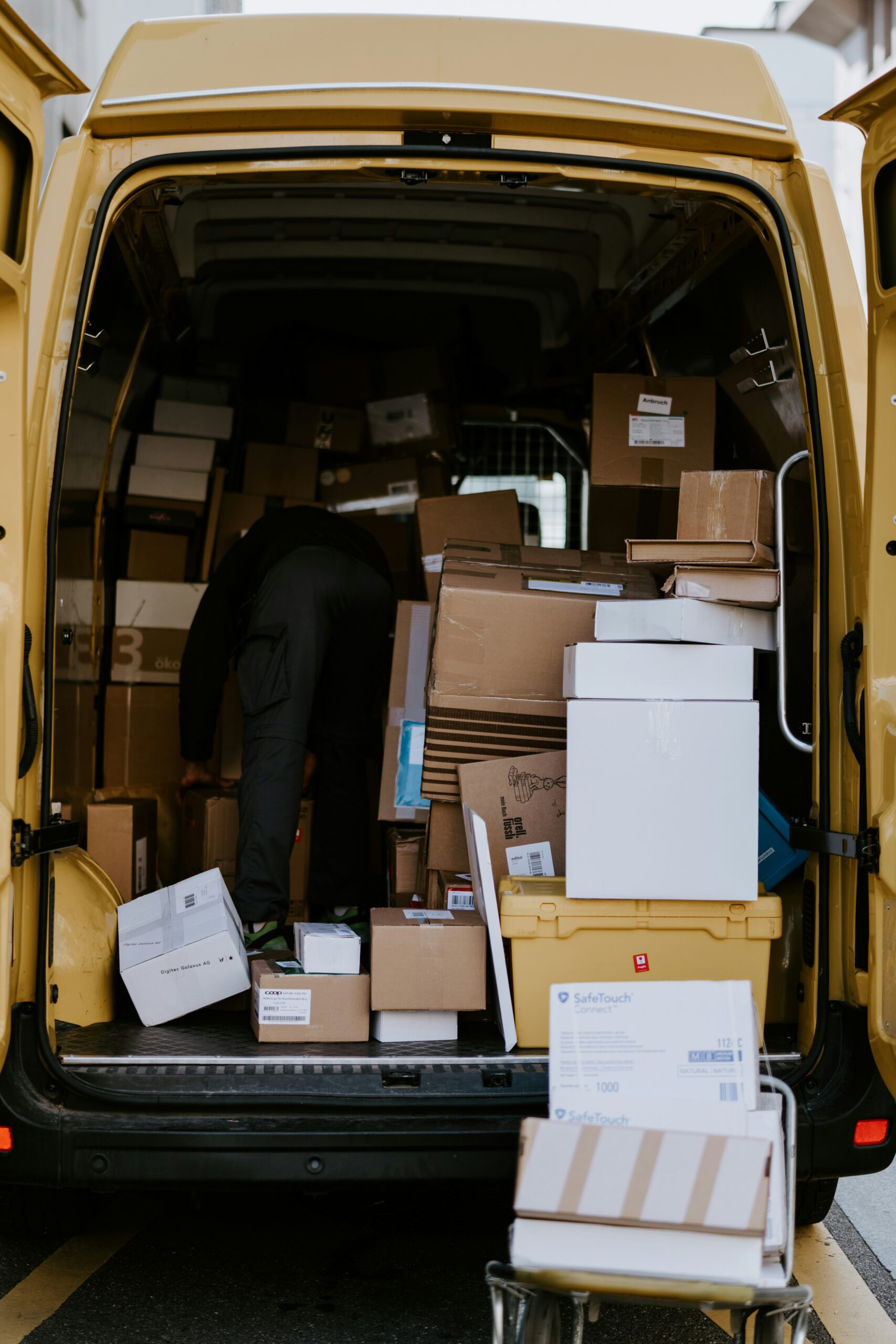 Parcels in the back of a van