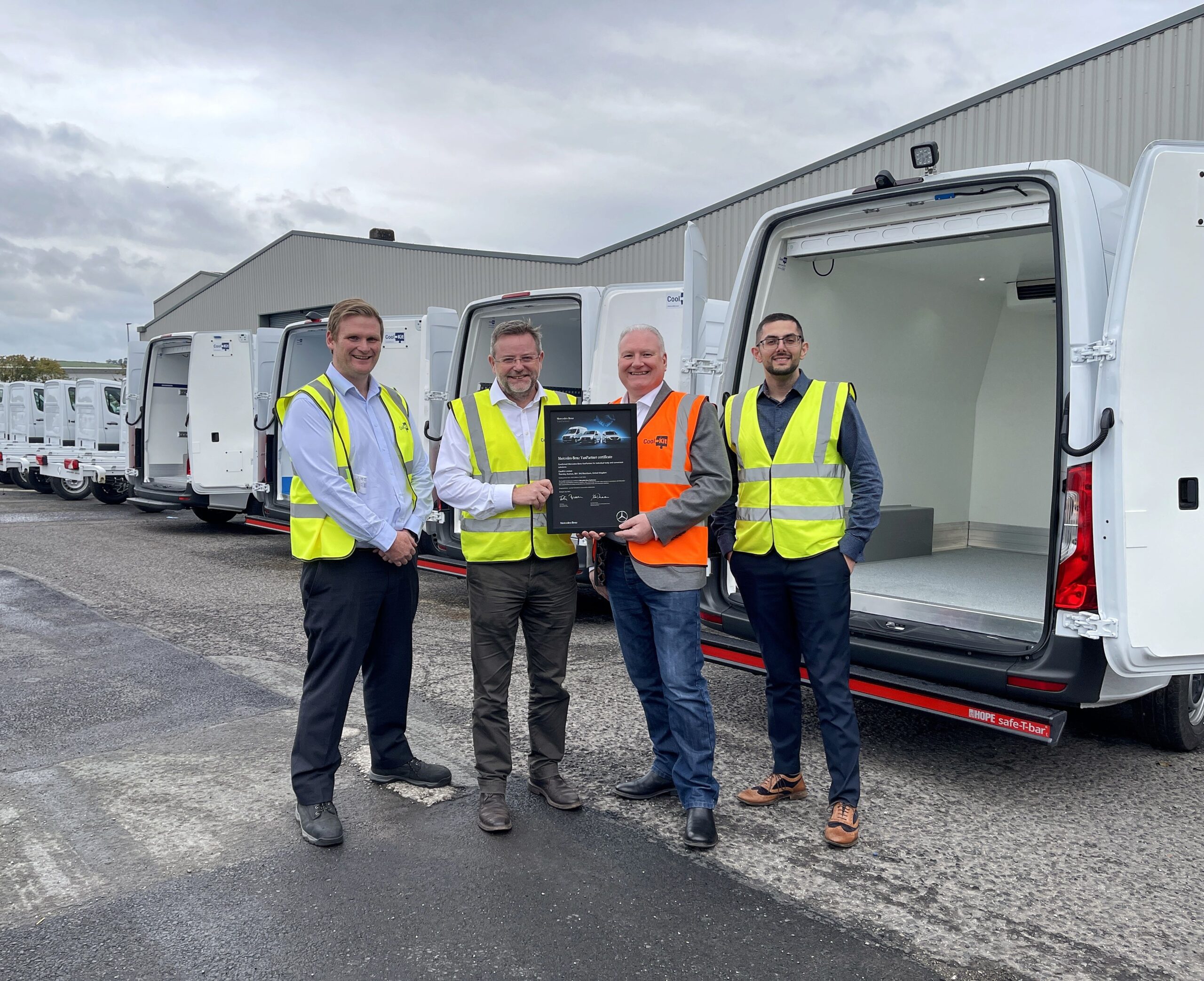 Daniel Miller (Managing Director, CoolKit), Rupert Gatty (Chief Executive, CoolKit), Ian Knight (Implementation Manager – Strategic Partners, Mercedes-Benz Vans UK), Cameron Javed (Head of Fleet Sales, CoolKit)