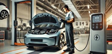 AI Generated image of an electric car being serviced