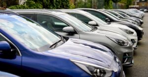 A row of electric cars