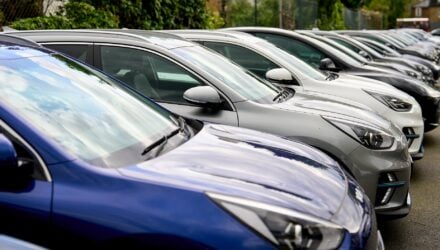 A row of electric cars