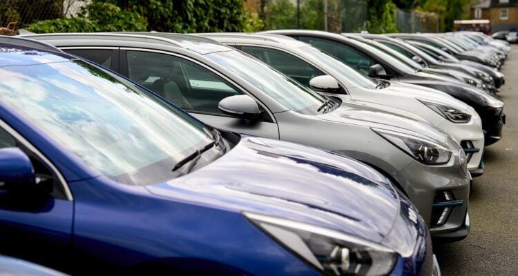 A row of electric cars