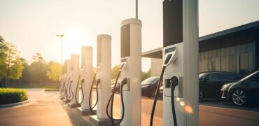 electric chargers in the car park