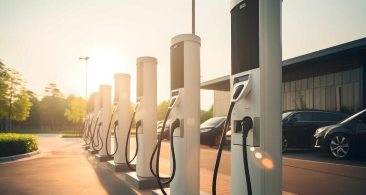 electric chargers in the car park