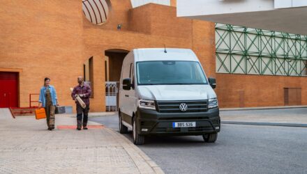 Van and van driver and colleague