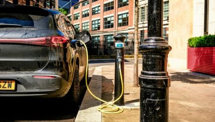 Electric car being charged up