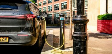 Electric car being charged up