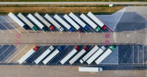 Arial view of parked lorries