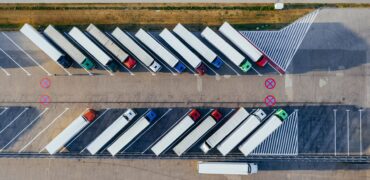 Arial view of parked lorries