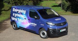 Flagship Centrica fleet van boldly promoting the company’s commitment to “Energising a Greener, Fairer Future”, with Genie Insights’ solar panel fitted to the roof