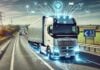 A generated image of a modern lorry equipped with AI technology