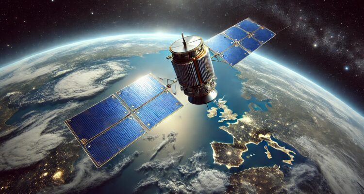 A high-resolution image of a modern GPS satellite