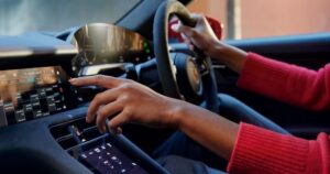Female driver in her car