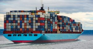 Container ship at sea