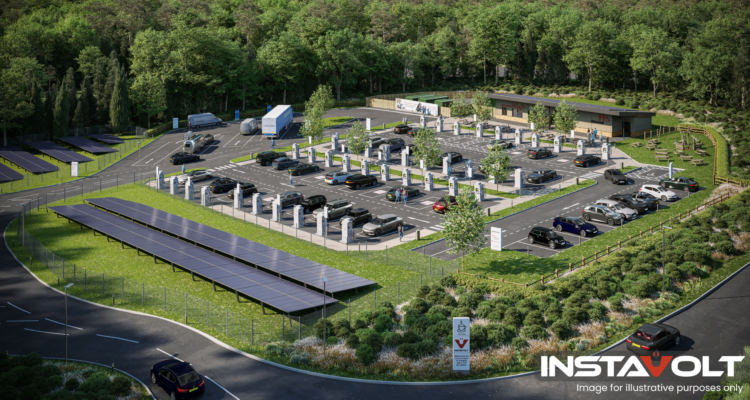 InstaVolt’s Electric Vehicle (EV) ultra-rapid charging superhub at Three Maids Hill, Winchester