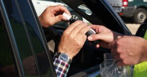 Driver about to give a breath sample