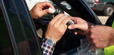 Driver about to give a breath sample