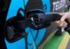 Charging an electric car at a charge point