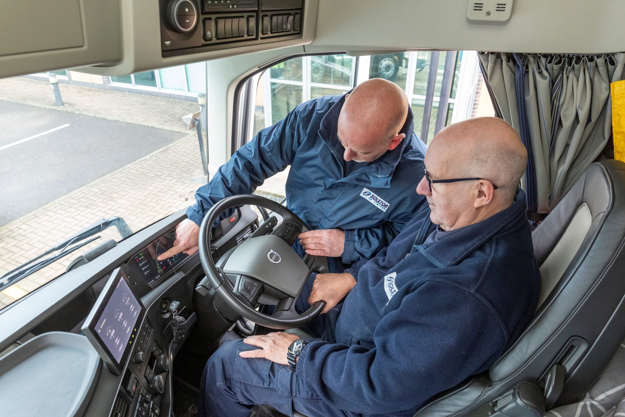 SolstorUK Driver being given training on the new Volvo Truck