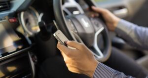 Driver on his mobile phone