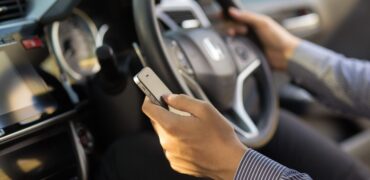 Driver on his mobile phone