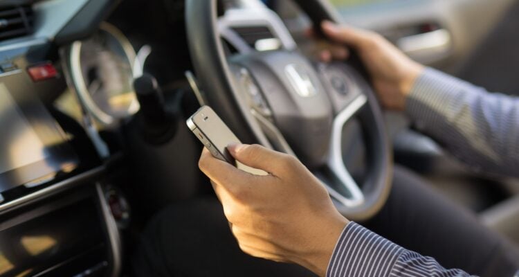 Driver on his mobile phone