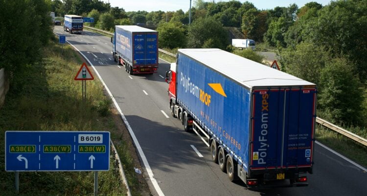 Three HGVs on a road
