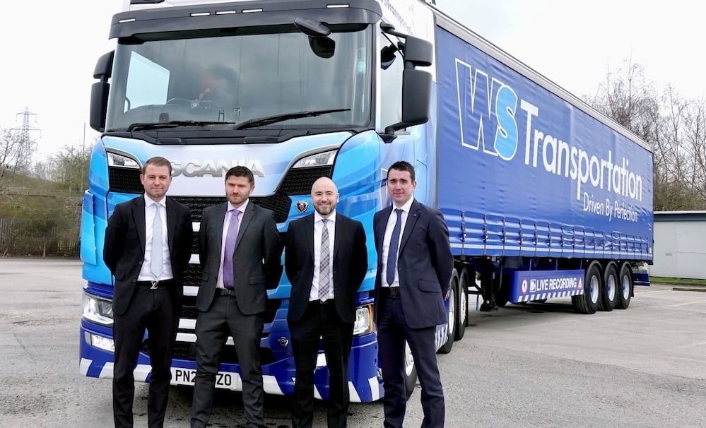 L-R Edward Stobart - WS, Craig Thompson, Scott Robertson - both HaulageHub - and Nigel McMullan
