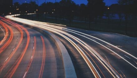 Timelapse image of a busy motorway