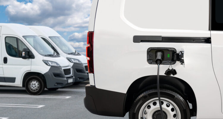 Electric van being charged