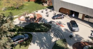 :Dribe car subscription vehicles on a forecourt