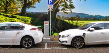 Electric cars on charge